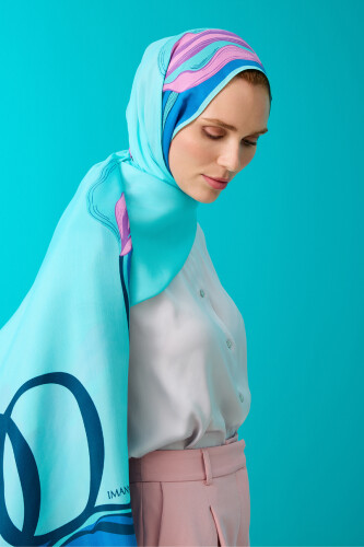 Tulip Noor Flush Viscose Shawl Turquosie - 3