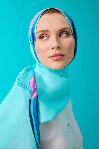 Tulip Noor Flush Viscose Shawl Turquosie - 5