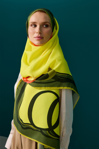 Tulip Noor Flush Viscose Shawl Yellow 