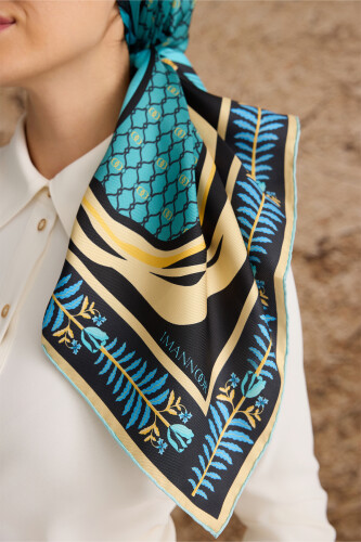 Tulip Noor Silk Scarf Petrol - 3