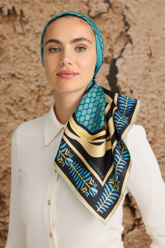 Tulip Noor Silk Scarf Petrol 