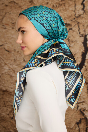 Tulip Noor Silk Scarf Petrol - 5