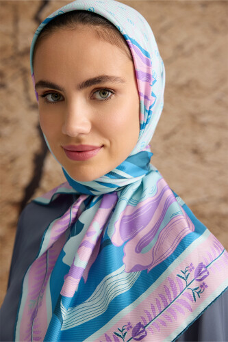 Tulip Noor Silk Scarf Turquoise - 3