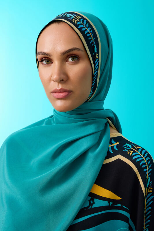 Tulip Noor Silk Shawl Turquoise - 3