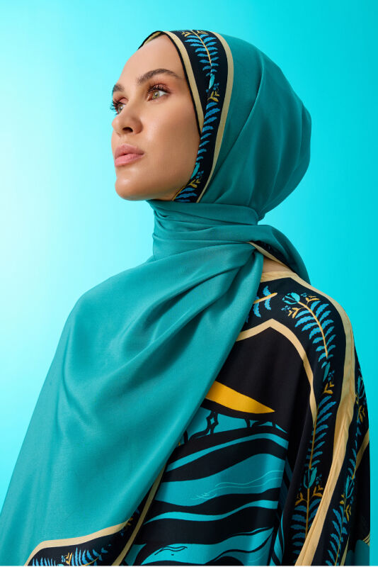 Tulip Noor Silk Shawl Turquoise - 5