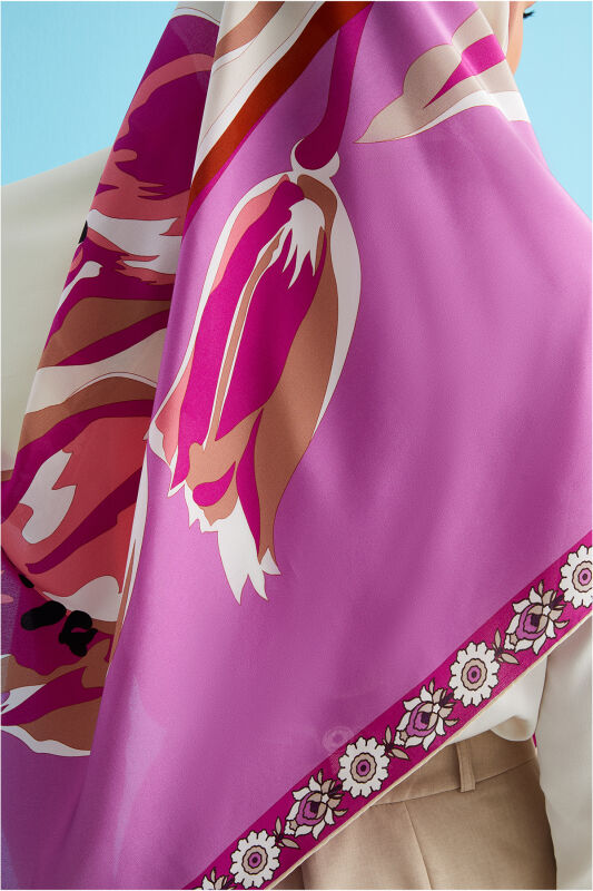 Tulip Silk Shawl Pink - 5