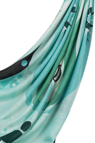 Tulip Silk Shawl Turquoise 