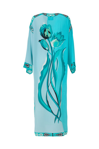 Tulip Silk Dress Turquoise - 2