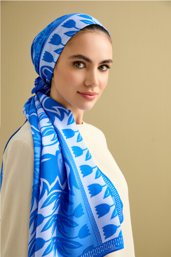 Tulip Way Cotton Voile Shawl Blue 