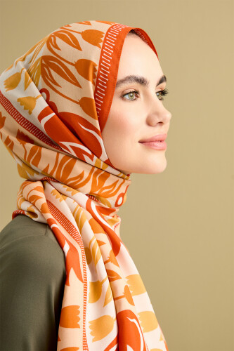 Tulip Way Cotton Voile Shawl Orange - 5