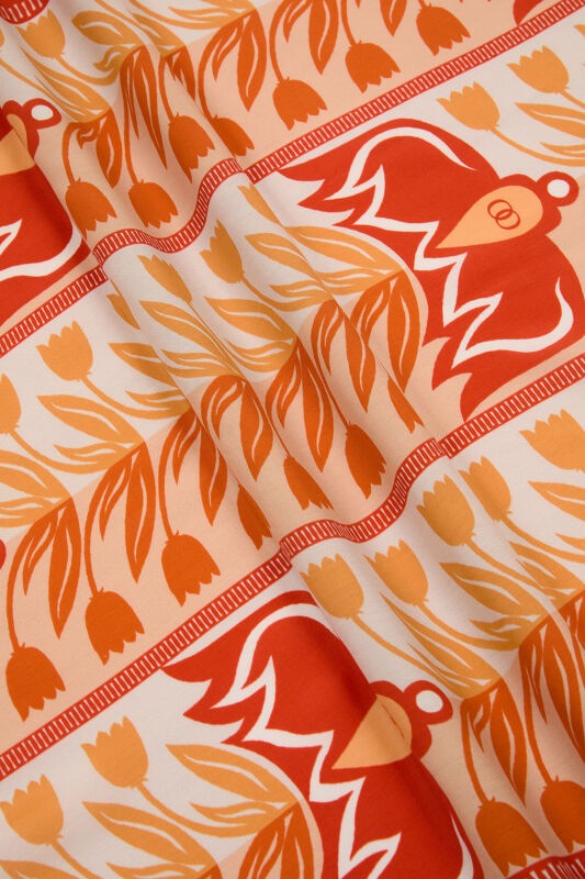 Tulip Way Cotton Voile Shawl Orange - 4