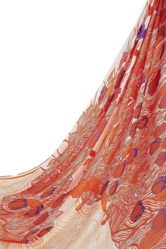 Istanbul Chiffon Silk Shawl Orange - 5