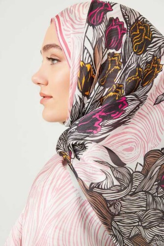 Istanbul Chiffon Silk Shawl Pink - 4