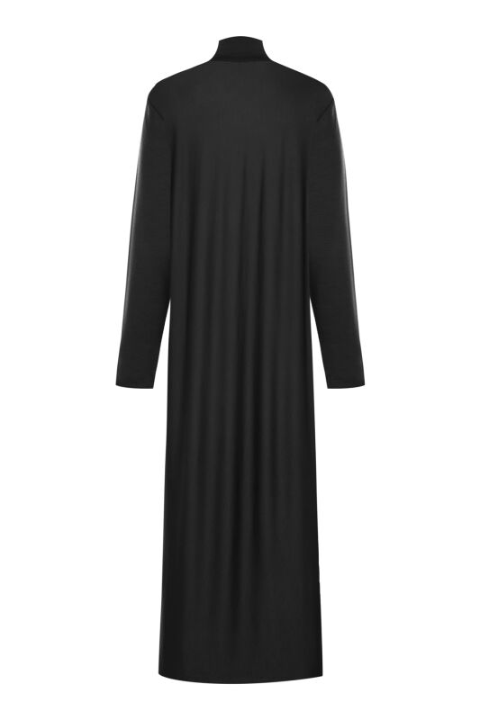 Turtleneck Black Combed Cotton Dress - 2