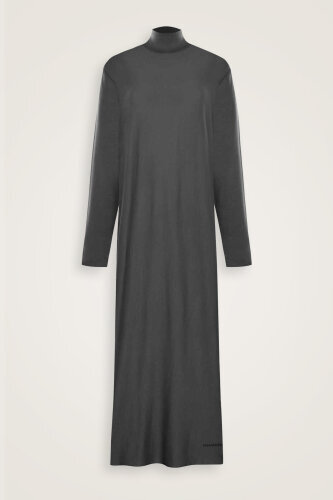 Turtleneck Black Combed Cotton Dress - 2