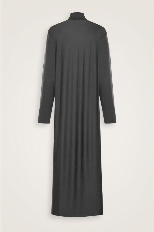 Turtleneck Black Combed Cotton Dress - 4