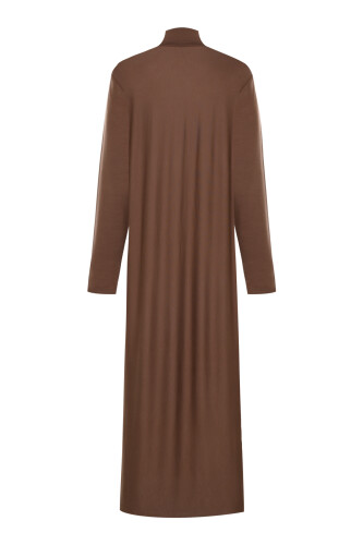 Turtleneck Cappuccino Combed Cotton Dress - 2