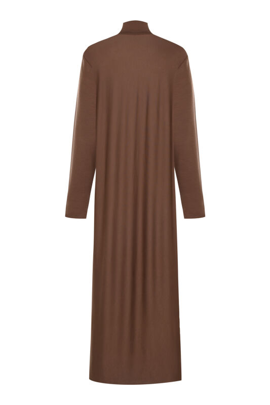 Turtleneck Cappuccino Combed Cotton Dress - 2