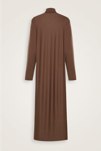 Turtleneck Cappuccino Combed Cotton Dress - 2