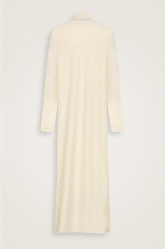 Turtleneck Dark White Combed Cotton Dress - Imannoor (1)