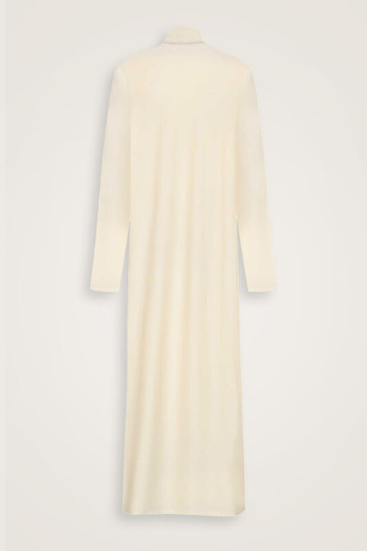 Turtleneck Dark White Combed Cotton Dress - 2