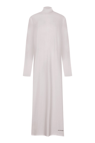 Turtleneck Open Stone Combed Cotton Dress 