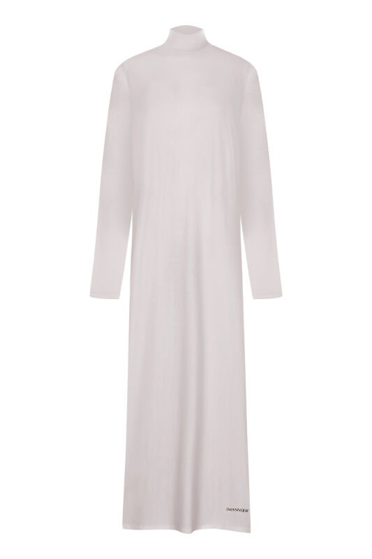 Turtleneck Open Stone Combed Cotton Dress - 1
