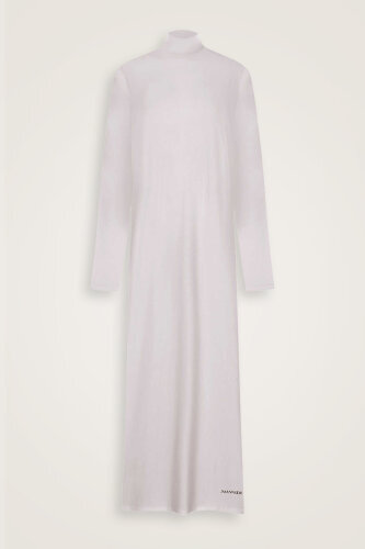 Turtleneck Open Stone Combed Cotton Dress 