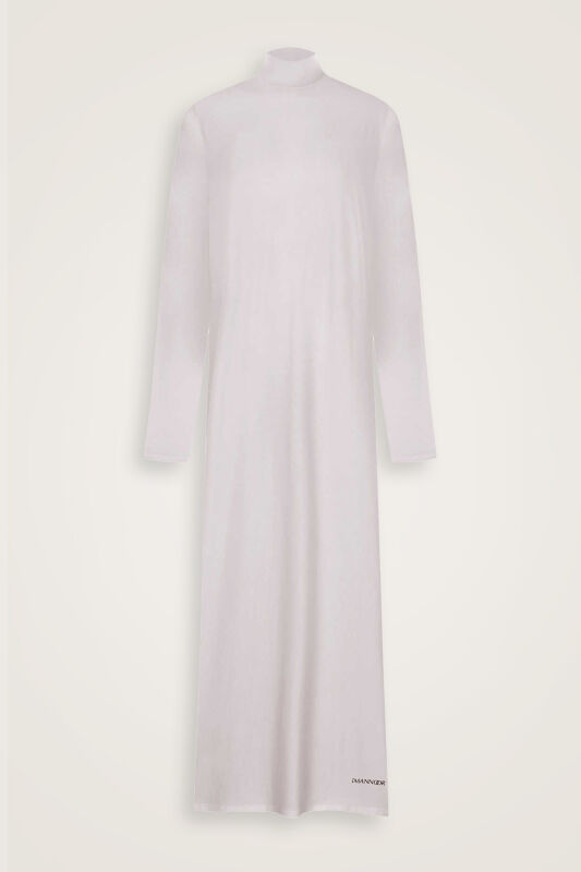 Turtleneck Open Stone Combed Cotton Dress - 1