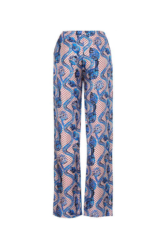 Tutti Frutti Blue Silk Pajama Pants - 2