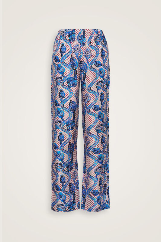 Tutti Frutti Blue Silk Pajama Pants - 1
