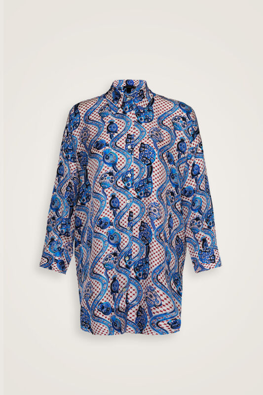 Tutti Frutti Blue Silk Shirt Pajamas - 1