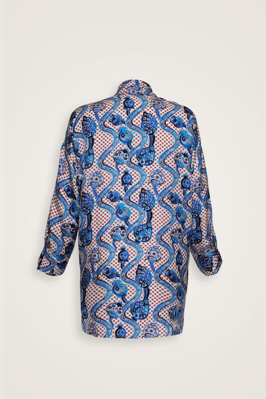 Tutti Frutti Blue Silk Shirt Pajamas - 2