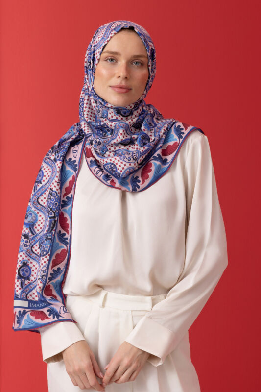 Tutti Frutti Cotton Sİlk Shawl Blue - 7