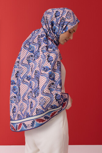 Tutti Frutti Cotton Sİlk Shawl Blue - 5