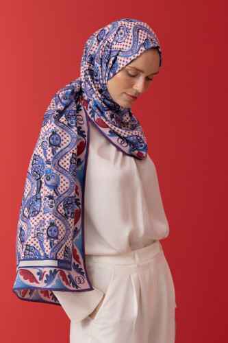 Tutti Frutti Cotton Sİlk Shawl Blue - 1