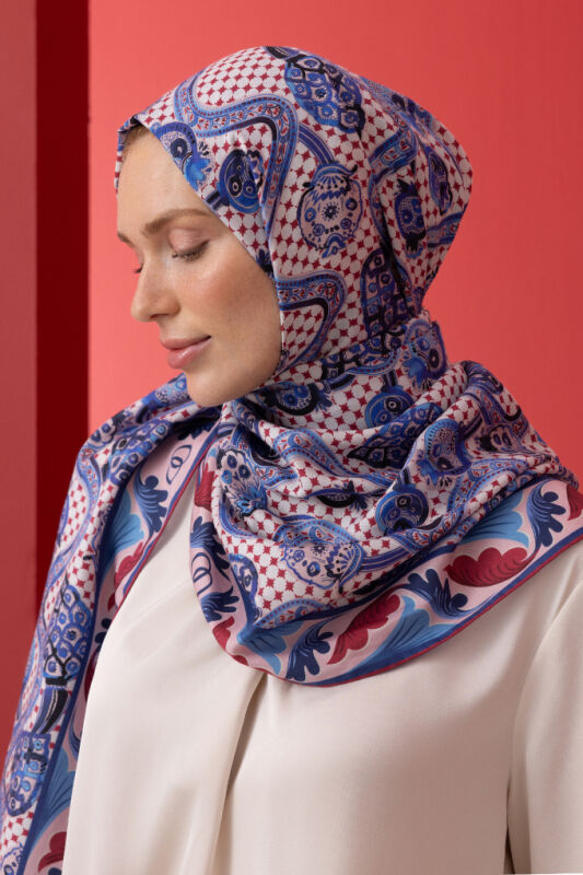 Tutti Frutti Cotton Sİlk Shawl Blue - 3