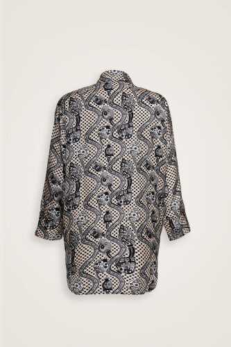  Tutti Frutti Krem İpek Gömlek Pijama - Imannoor (2)