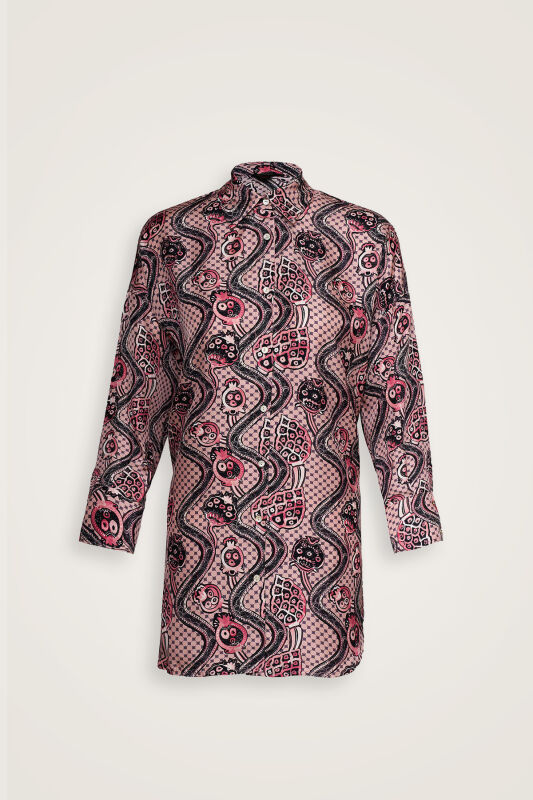 Tutti Frutti Pink Silk Shirt Pajamas - 1