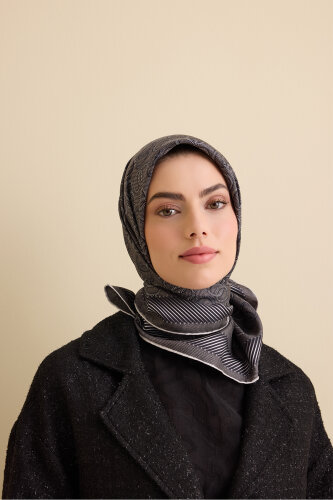 Twist Anthracite Crepe Silk Scarf - Imannoor (3)
