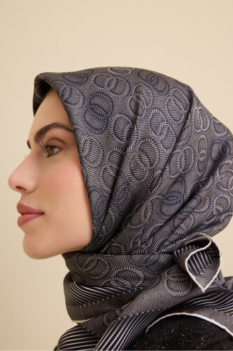 Twist Anthracite Crepe Silk Scarf - 5