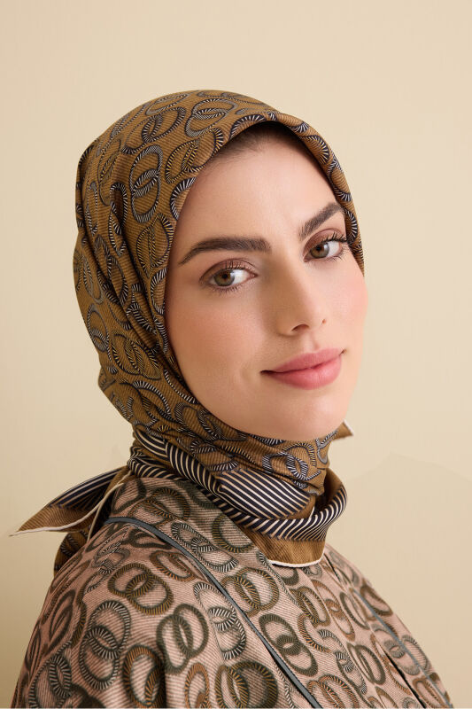 Twist Gold Crepe Silk Scarf - 6