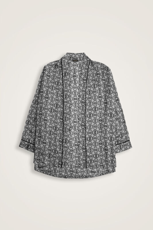 Twist Gray Silk Short Kimono - 2