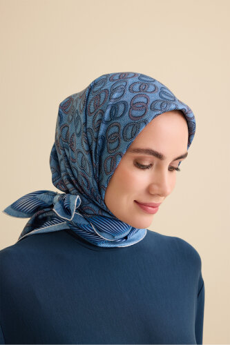 Twist Indigo Crepe Silk Scarf - Imannoor