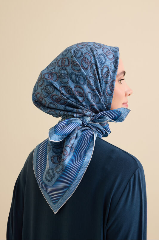Twist Indigo Crepe Silk Scarf - 3