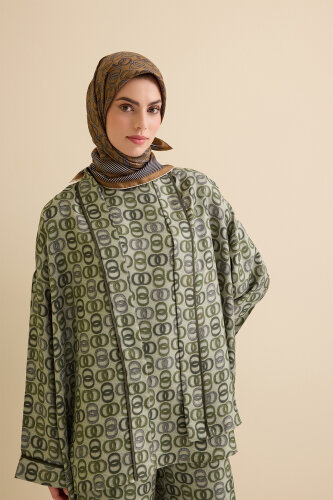 Twist Khaki Silk Short Kimono - 5