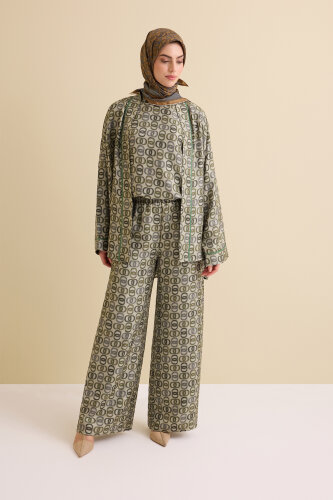 Twist Khaki Silk Trousers 