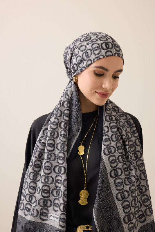 Twist Noor Black-White Cotton Floss Shawl - 3