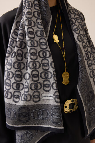 Twist Noor Black-White Cotton Floss Shawl - 5