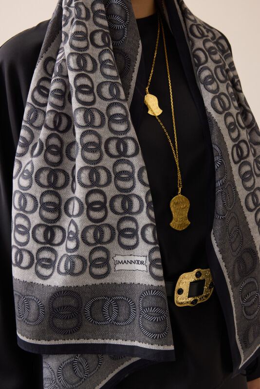 Twist Noor Black-White Cotton Floss Shawl - 5